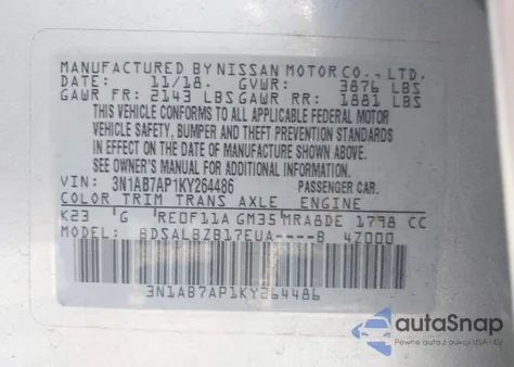 2019 Nissan Sentra S from USA, damaged, VIN 3N1AB7AP1KY264486